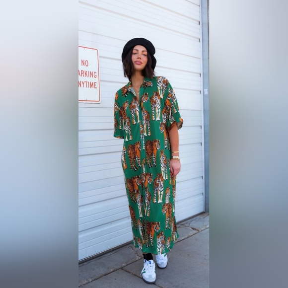 Dressed in LALA Dresses & Skirts - Dressed In Lala Green Tiger Print Dress